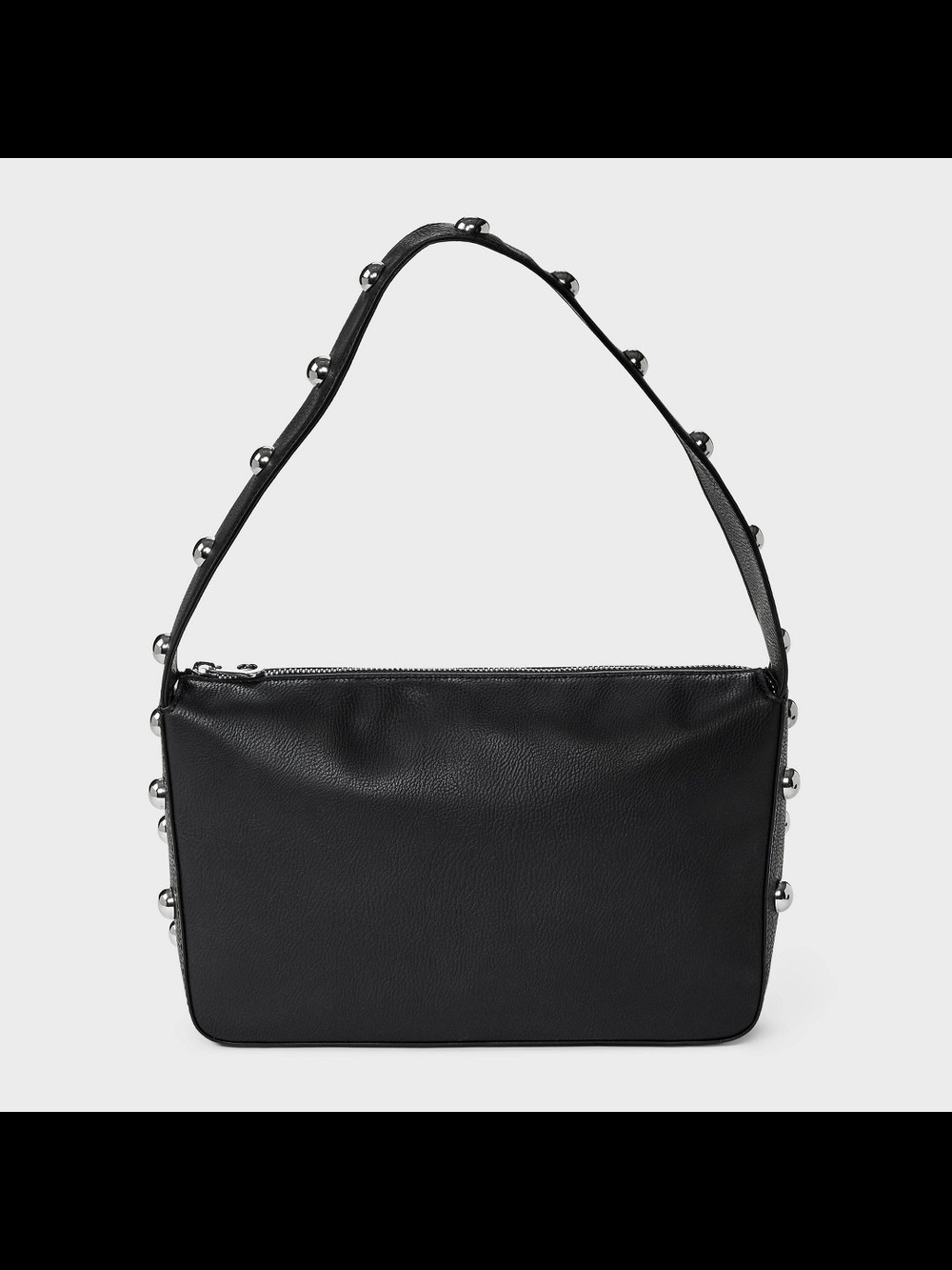 Black Stud-Accent Shoulder Bag